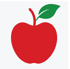 Simple black silhouette of an apple with leaf.