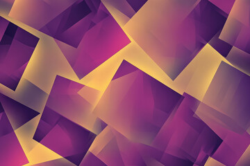 Obraz premium Abstract design composed of overlapping squares, filled with gradients of purple and gold, creating a dynamic yet sophisticated geometric pattern.
