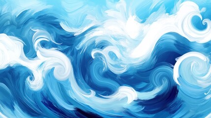 Fototapeta premium Abstract swirling blue and white paint texture.
