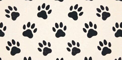Fototapeta premium Minimalist black paw prints seamless pattern background , seamless backgrounds, wildlife, nature