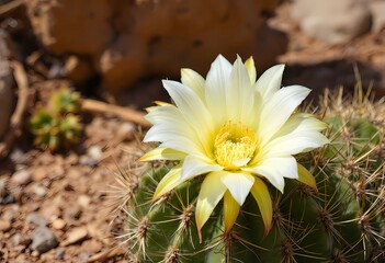 Stunning Blooming Cactus Flower in Desert