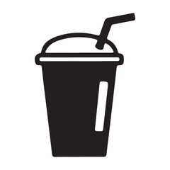 Disposable Cup with Straw Icon Graphic Design