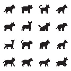 Dog Breed Silhouettes Icons Set Vector Graphic Download