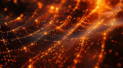 Fototapeta premium Abstract background with glowing orange particles and lines, creating a dynamic and energetic feel.