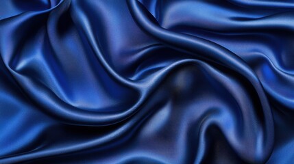 Fototapeta premium Cobalt Satin Waves, Elegant Fabric Texture with Fluid Draping Folds