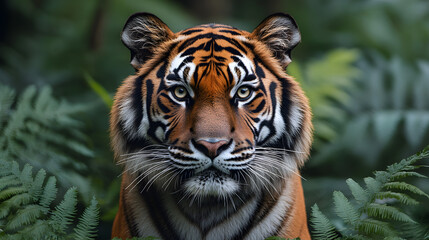 Fototapeta premium Close-Up Portrait of a Majestic Bengal Tiger in Natural Habitat