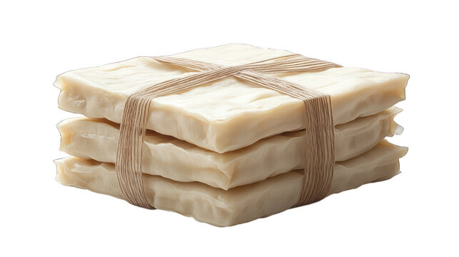 stack silce tofu isolated on white background