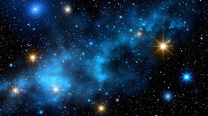 Fototapeta premium Cosmic Blue Nebula with Bright Stars in a Deep Space Scene