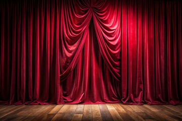 Red Curtain Stage Backdrop - Dramatic Theatrical Photography