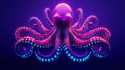 Obraz premium Vibrant Octopus with Colorful Tentacles in Underwater Scene