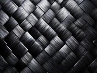 Fototapeta premium Woven textile art abstract design black weave pattern indoor close-up modern aesthetics for home decor