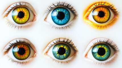 Colorful human irises on white background © Maheen