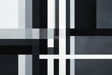 Abstract geometric design with rectangular patterns in shades of black, gray, and silver, creating a clean, minimalist visual aesthetic.