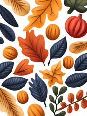 Obraz premium Autumn leaves and pumpkin fall background for Thanksgiving day cards, scrapbooking or printing