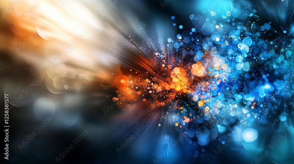Poster Dynamic light patterns synchronizing with rhythm abstract visuals digital art vibrant environment close-up view