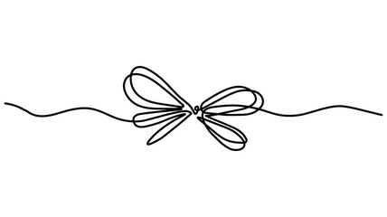 Obraz premium Continuous line drawing of decorative ribbon bow. editable line., Festive bow-knot minimalist black linear design isolated Vector illustration