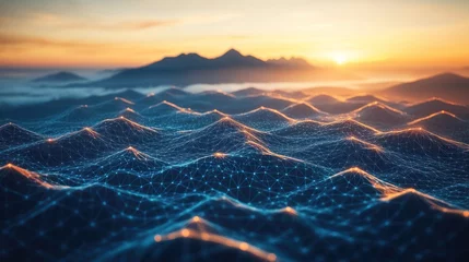 Gardinen Digital landscape sunrise mountains © RONNY