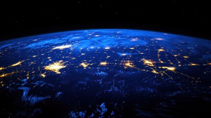 Obraz premium Earth at Night, Cities Glow, Space View, Global Illumination