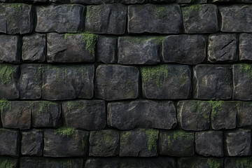Naklejka premium Highly detailed moss-covered stone wall texture, aged and rustic, lush and earthy.