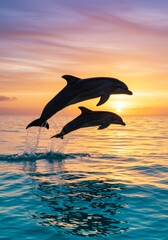 Dolphins at Sunset
