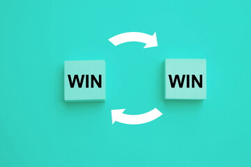 Win-Win Strategy concept; Partnership agreement to reduce conflict and success together