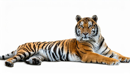 Obraz premium tiger in a comfy pose remoted on white remoted tiger