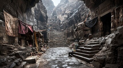 Ancient city exploration hidden valley photography mysterious environment ground level historical discovery