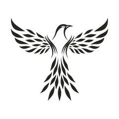  a flying bird with its wings formed entirely from flowing leaf patterns