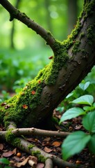 Fototapeta premium Natural environment with a tree branch tangled in organic materials, outdoors, exposure