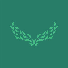 a flying bird with its wings formed entirely from flowing leaf patterns