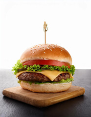 burger de boeuf isolé sur un fond blanc