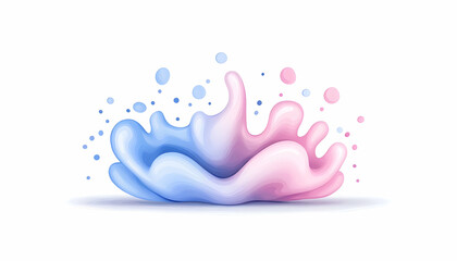 Colorful liquid splash with droplets, mixing and swirling on plain white background. For designs
