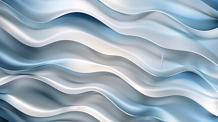 Obraz premium Smooth geometric waves in metallic blue and silver tones with a futuristic vibe and subtle glow effects