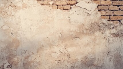 Obraz premium Beige brick wall with uneven tones, warm and rustic look, natural texture, generative ai
