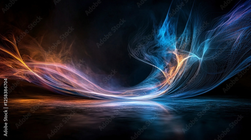Leinwandbilder Dynamic arcs of light flowing through dark space abstract art digital design studio environment close-up light concepts