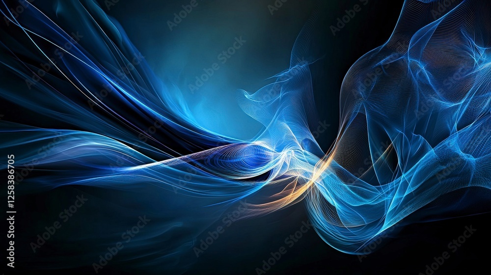 Poster dynamic flowing arcs of light in dark space abstract art digital artwork creative environment artist