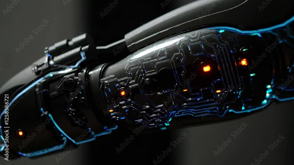 Fototapete advanced robotic arm technology showcased with intricate circuitry design and glowing elements