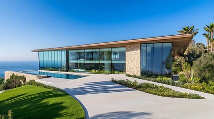Obraz premium Luxury Modern Oceanfront Villa with Infinity Pool