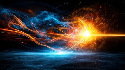 Cosmic dance of light abstract digital art in a futuristic environment with spectacular perspectives