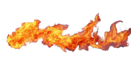 Realistic fire flames burning effect on transparent background