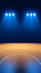 Empty Basketball Court with Dramatic Lighting