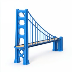 3D Rendered Blue Golden Gate Bridge Model