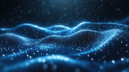 Photo of Blue Background with Scattered Dots for Design, Featuring White Space in the Center for Text. Ideal for Banner Templates and Digital Projects. Abstract Minimalist Wallpaper.