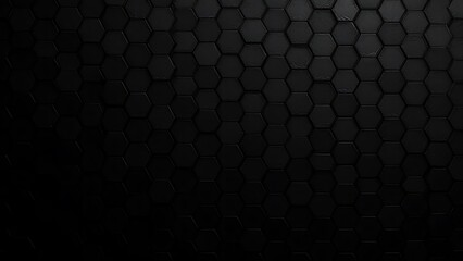 Background of abstract black 3d hexagon design a dark honeycomb grid pattern. Abstract octagons dark 3d modern. Abstract Black geometric.