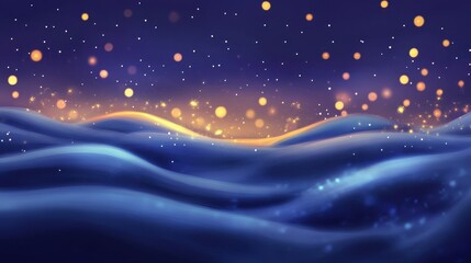 Obraz premium Dreamscape, Luminous celestial waves under a star-dusted indigo sky