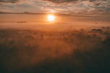 sunrise in the fog