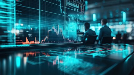 Business Team Analyzing Data On Digital Screens