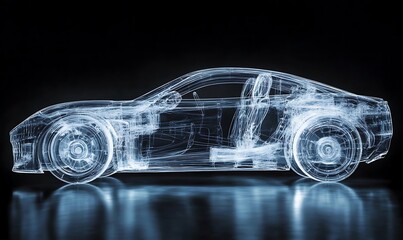A modern transparent car under x-ray ,



