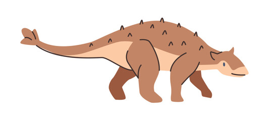 Obraz premium Ankylosaurus dinosaur character. Vector extinct prehistoric reptile, dino isolated personage with claws and tail. Mesozoic era paleontology lizard, wild animal mascot with thorns on back on tail
