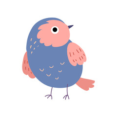 Bird cute character or personage. Vector avian animal species and kinds of birdies. Ornithology and birdwatching, zoology and wilderness. Nature and biodiversity, woods or forest wildlife